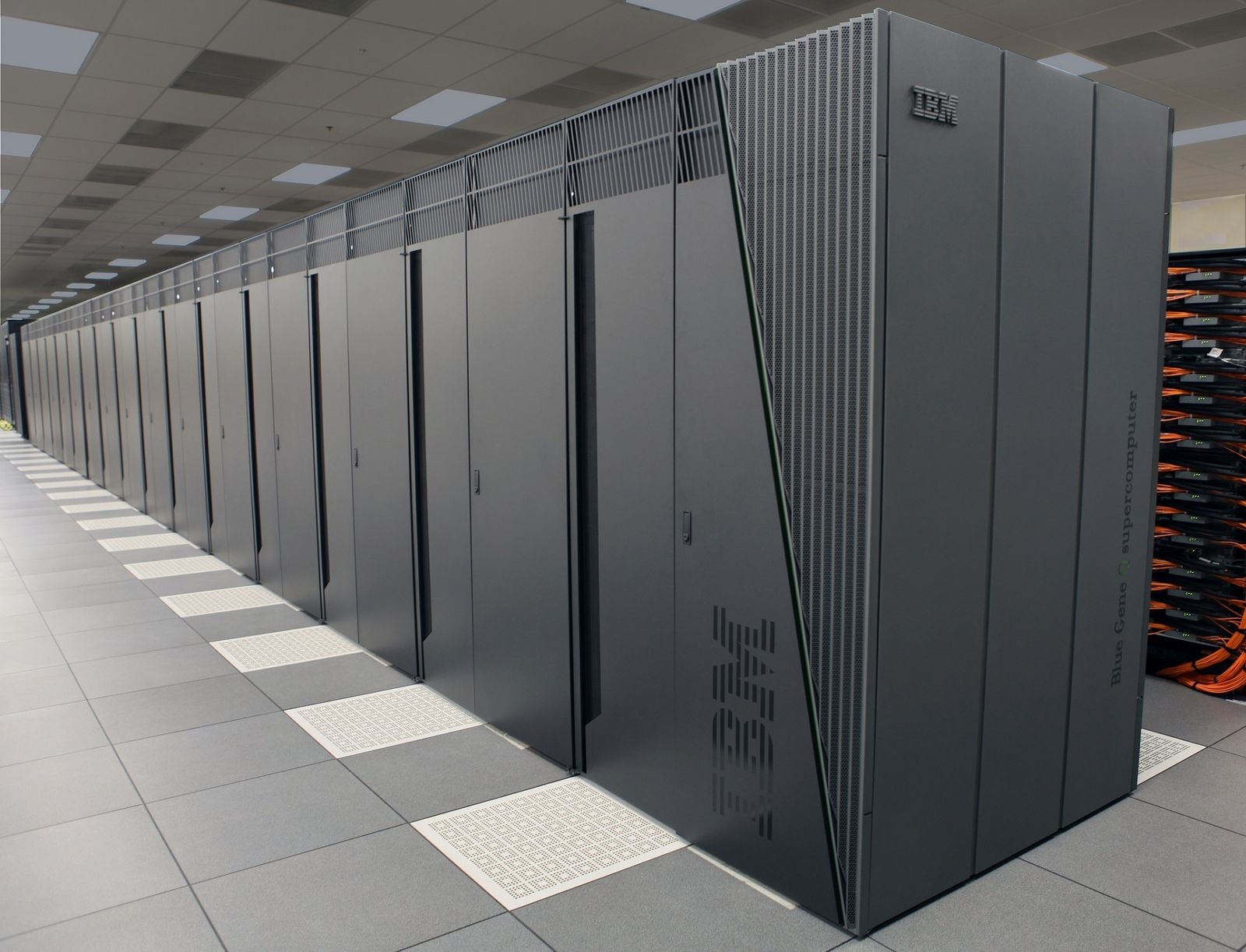 Long rows of enterprise server cabinets